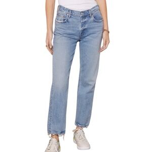 AGOLDE Kye Mid Rise Straight Leg Distressed Hem Medium
Blue Denim Jean Size 29